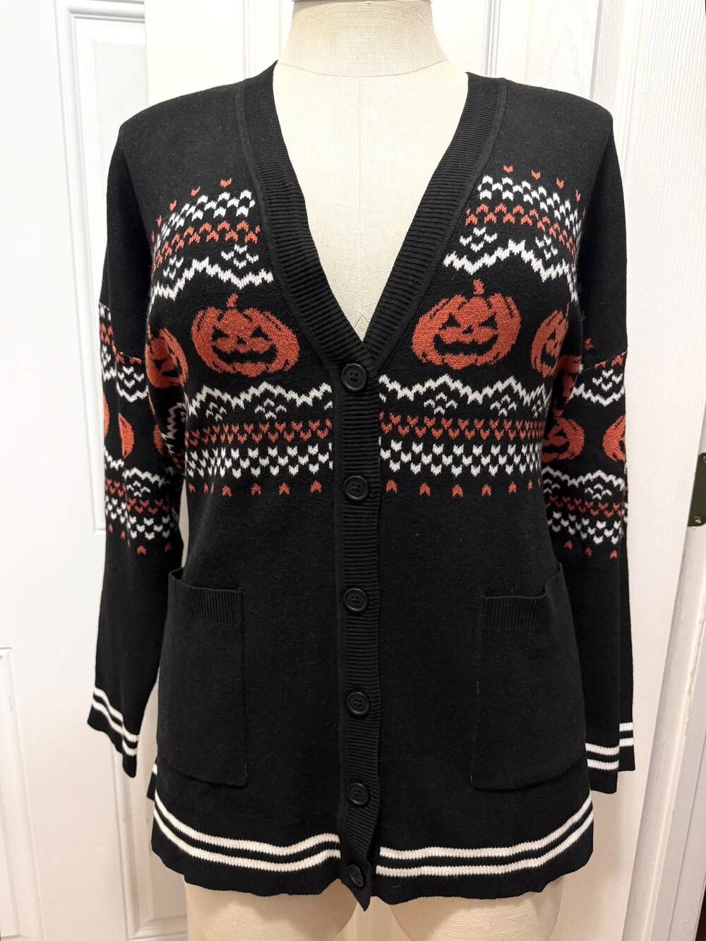 Torrid Plus Size 1 Halloween Jack O Lantern Pumpkin Luxe Cozy Cardigan Sweater